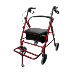Andadera Rollator Híbrida (Silla de Traslado) en color Tinto