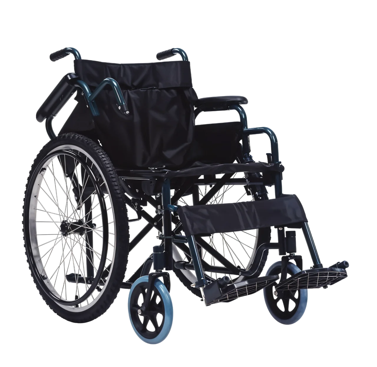 Silla de Ruedas 18" Verde Todo Terreno con Descansabrazo y Descansapiés Abatible