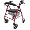 Andadera Rollator Híbrido con Canastilla de Aluminio Rojo