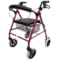 Andadera Rollator Híbrido con Canastilla de Aluminio Rojo