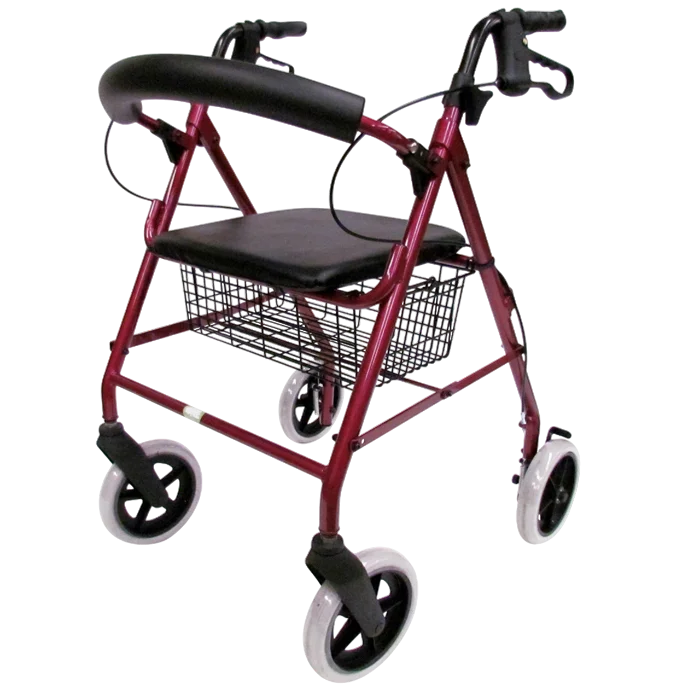 Andadera Rollator Híbrido con Canastilla de Aluminio Rojo