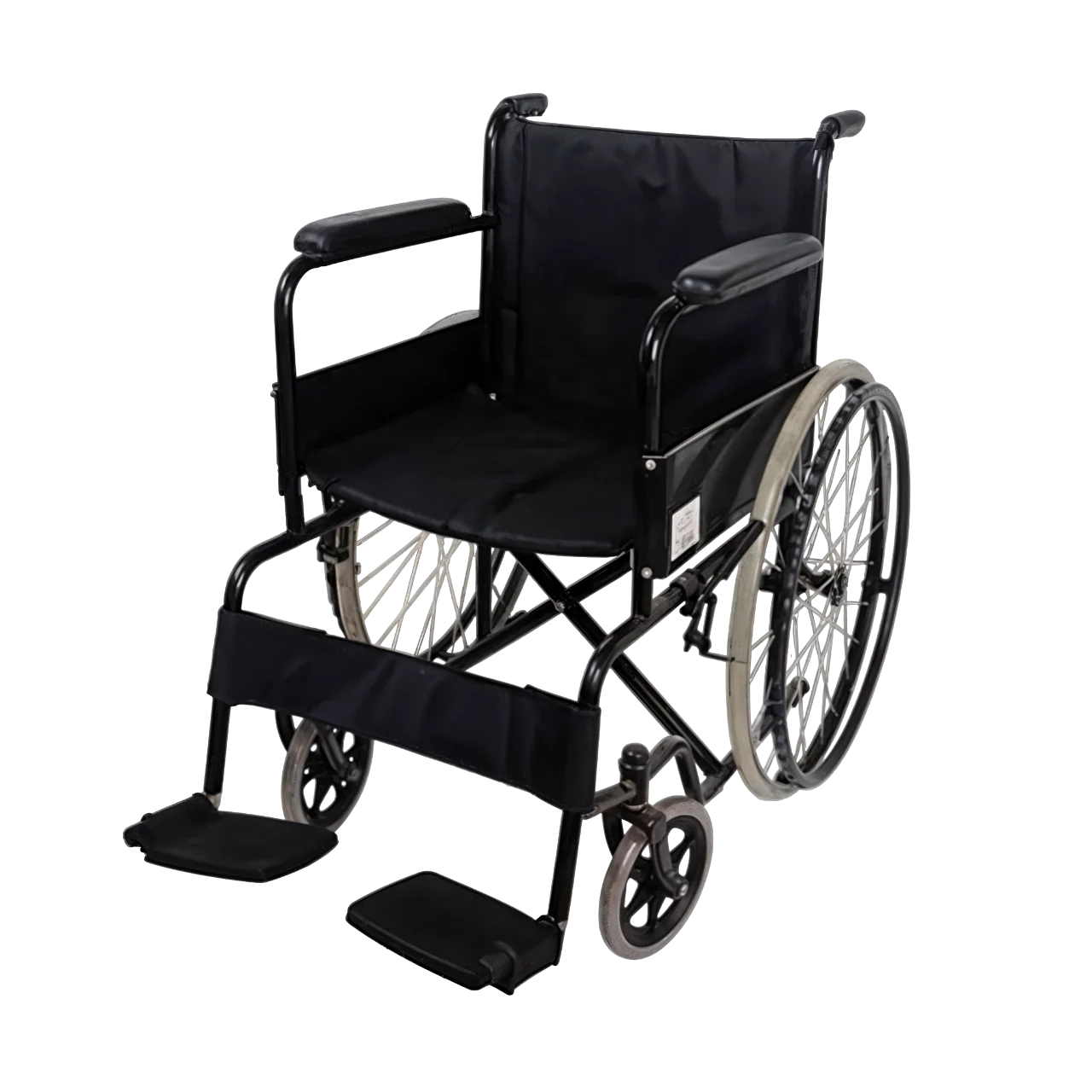 Silla de Ruedas 18" Económica Lona Negra con Descansapiés Fijo