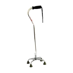 Bastón de 4 Apoyos Cuello Ganso Aluminio Plata