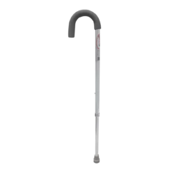 Bastón Mango Curvo Aluminio Plata