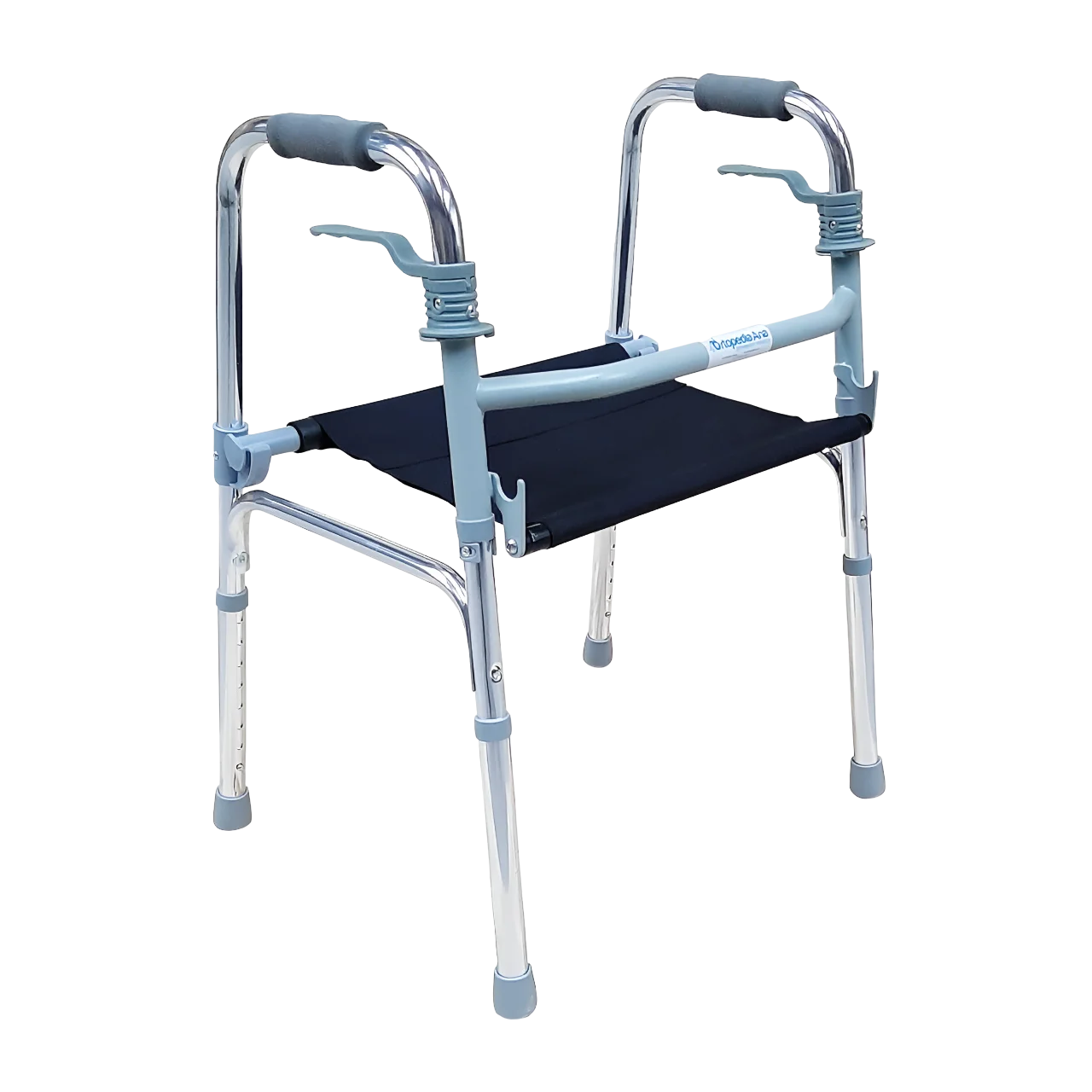 Andadera Tradicional con Asiento de Lona y Estructura de Aluminio Ajustable