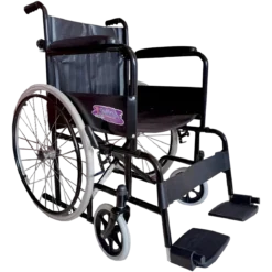 Silla de Ruedas Estándar 18" Gris con Respaldo Plegable y Descansapies Desmontable