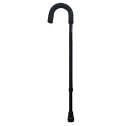 Bastón Mango Curvo de Aluminio Negro