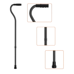 Bastón Mango Alemán de Aluminio en Color Negro