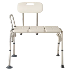 Silla de Ducha Tipo Banca Alargada con Descansabrazos Blanca