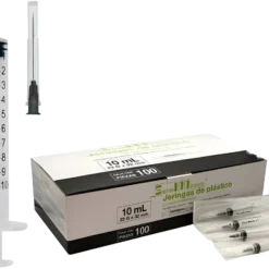 Jeringa 10 ml con Aguja 22x32 Negro 100 pza Medneu