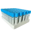 Gradilla con 100 Tubos Vacutainer Azul de 2.7 ml 13x75 mm WEGO